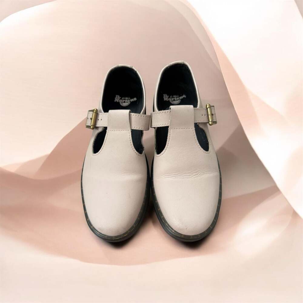 Dr. Martens T-Bar Mary Jane Platform Shoes in Off-White